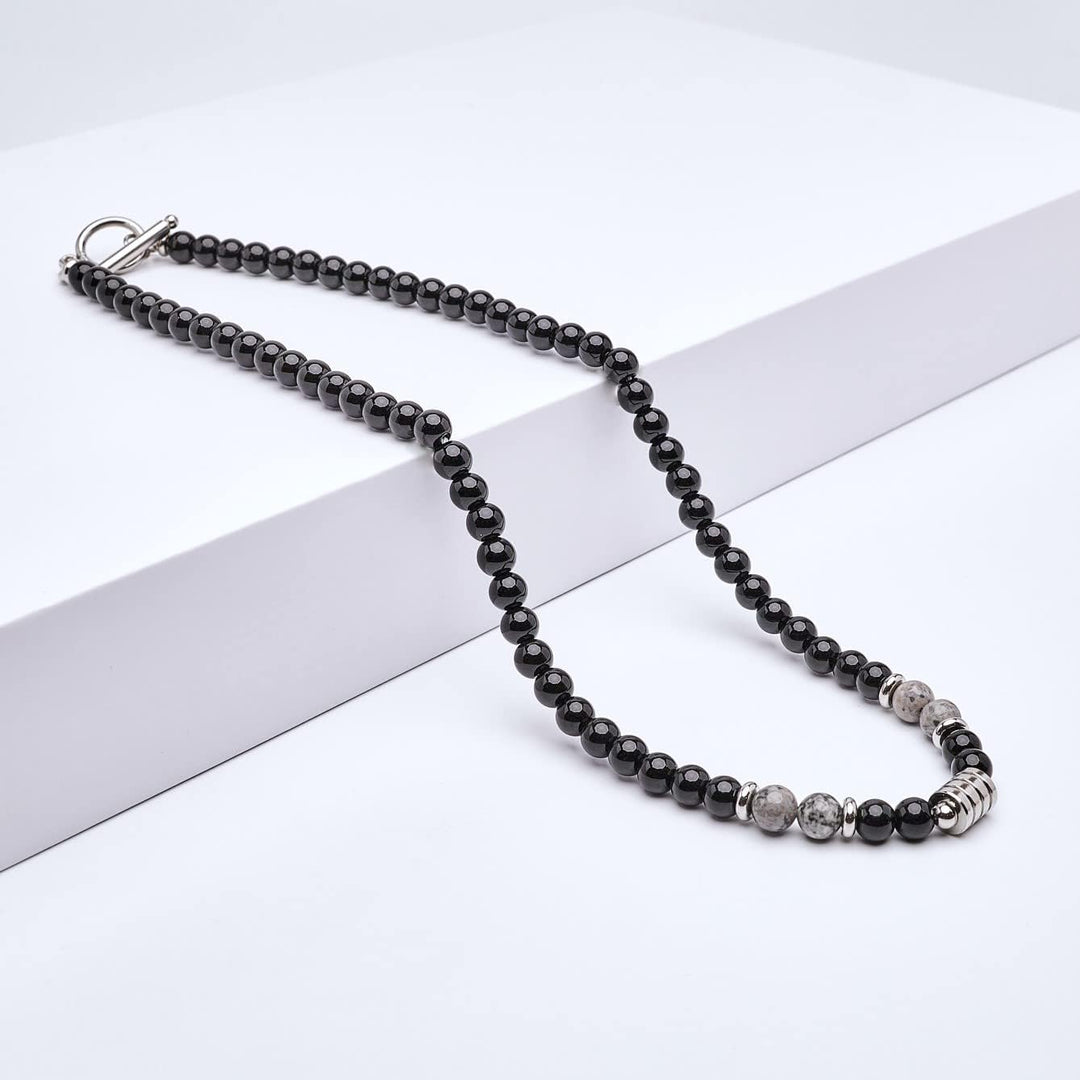 Handgemachte Herren Tigerauge Onyx Perlenkette Kette Natürliche Edelsteine Heilung Kristallschmuck (
