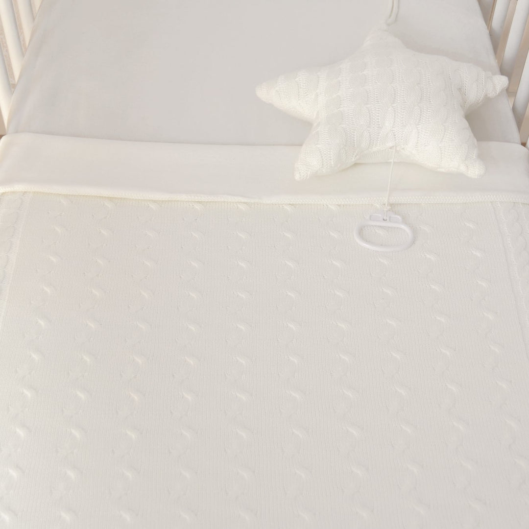 Baby's Only 141019 Babydecke Strickdecke Frottee 95 x 70 cm, Weiss Weiss, Weiss