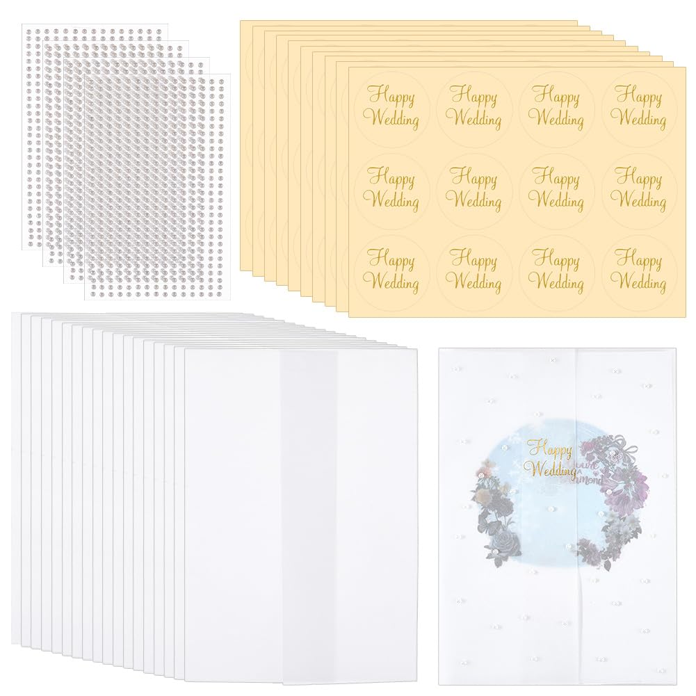 FINGERINSPIRE 100 Set Hochzeitseinladungshüllen Mit Vorgefalteten Pergamenthüllen Selbstklebenden Pe