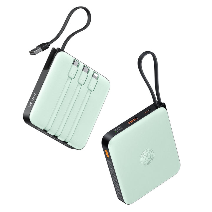 VRURC Power Bank 20000mAh mit Kabel Klein USB C Powerbank Schnelles Aufladen Mini Tragbares Ladegerä