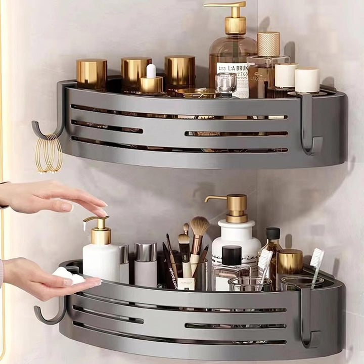 Duschablage ohne Bohren - Der perfekte Badezimmer Organizer! Eckregal für Dusche & Bad mit 4 Haken.