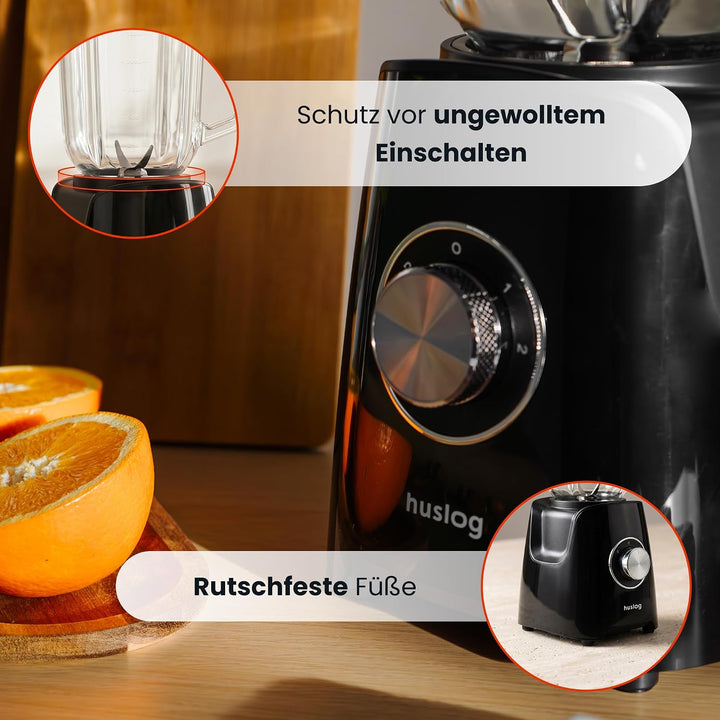 Standmixer Bechermixer, Smoothie, Smoothie-maker, Behälter, 1200W, Schwarz, Schwarz HUS1007