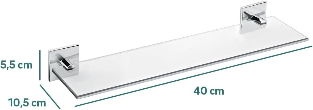Bath + Duo Square Regal Glas 40 x 10,5 x 5 cm Chrom/Chrom Quadratisch (Duo Square) 40 cm, Quadratisc