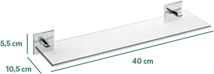 Bath + Duo Square Regal Glas 40 x 10,5 x 5 cm Chrom/Chrom Quadratisch (Duo Square) 40 cm, Quadratisc