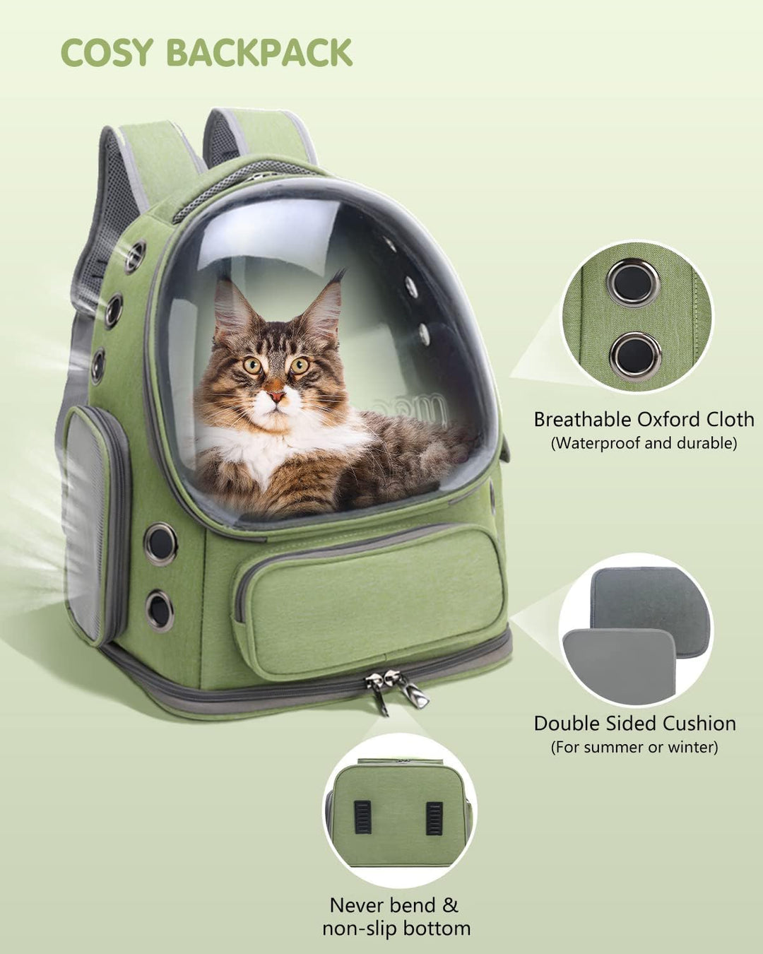 PETCUTE Haustier Rucksack,Tragbar Raumkapsel Hunde Katzen Rucksack mit Herausnehmbarer Matte,Atmungs