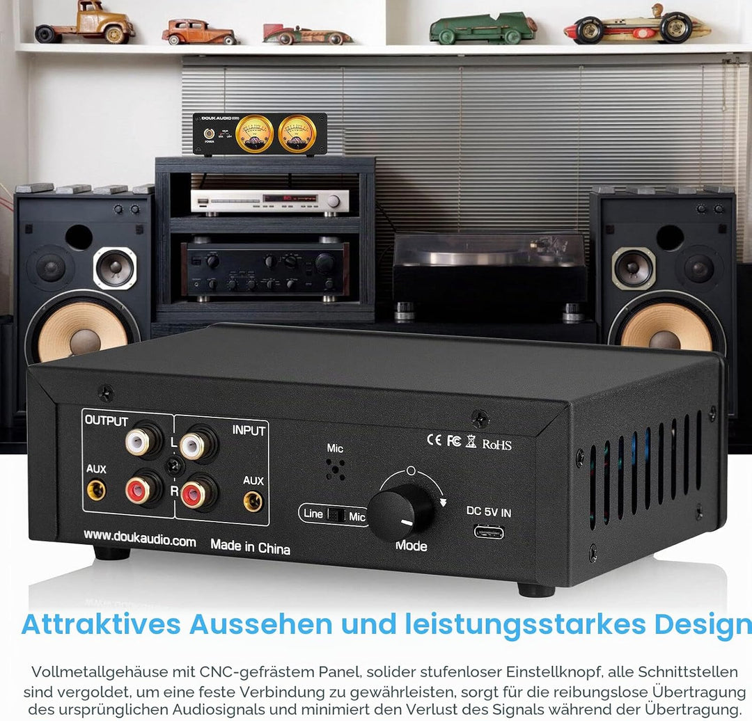 Douk Audio VU22 Duales analoges VU Meter Display DB Panel Musikspektrum MIC und LINE Schallpegelmess