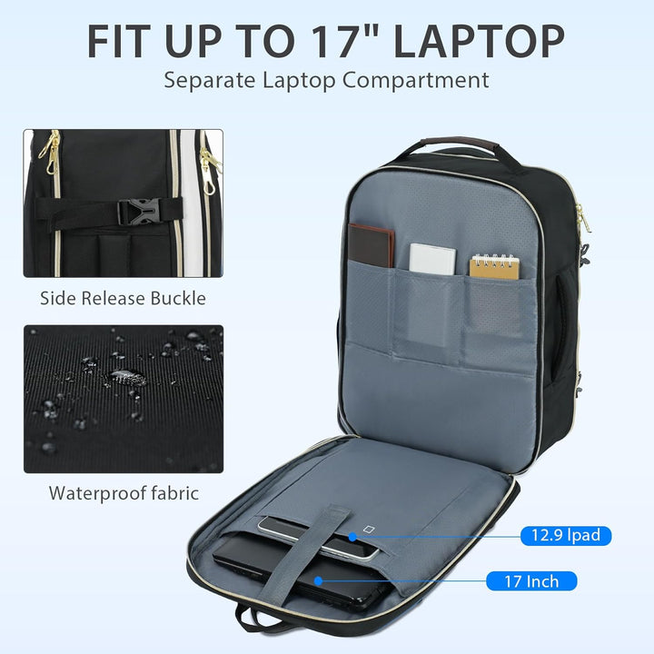 KROSER Laptop Rucksack 17,3 Zoll Handgepäck Daypack wasserabweisende Multifunktions-Laptoptasche für