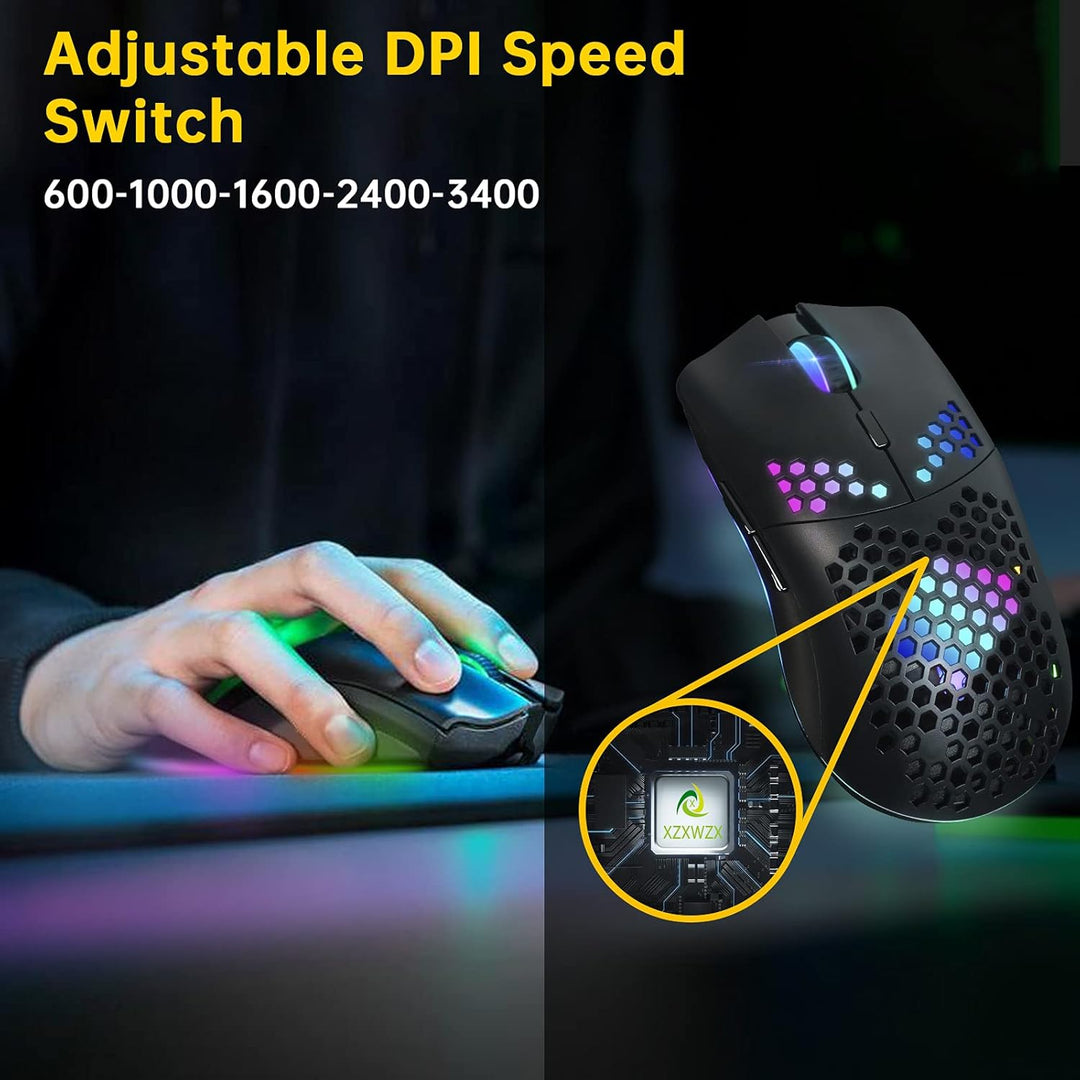Kabellose Gaming ,Computer-Maus mit Honeycomb-Gehäuse, 11 RGB-Chroma-Hintergrundbeleuchtung, 3.400 D