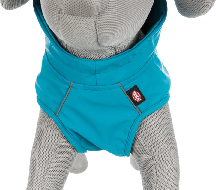 TRIXIE Regenmantel Vimy für Hunde M türkis – Hunde-Regenjacke mit reflektierenden Elementen für mehr