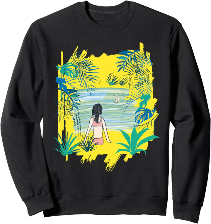 Süsses Mädchen Sommerferien Urlaub Strand Nordsee Schwimmen Sweatshirt
