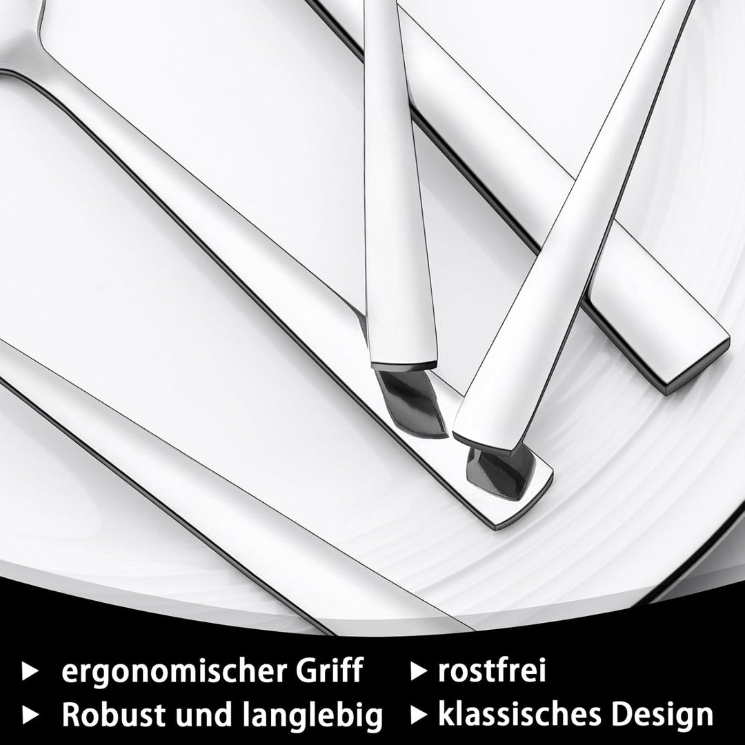 Besteck Set 6 Personen, 30 teilig Edelstahl Besteckset, Essbesteck Set mit Messer Gabel Löffel, Hoch