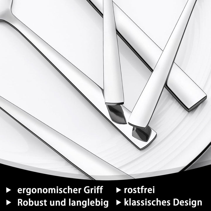 Besteck Set 6 Personen, 30 teilig Edelstahl Besteckset, Essbesteck Set mit Messer Gabel Löffel, Hoch