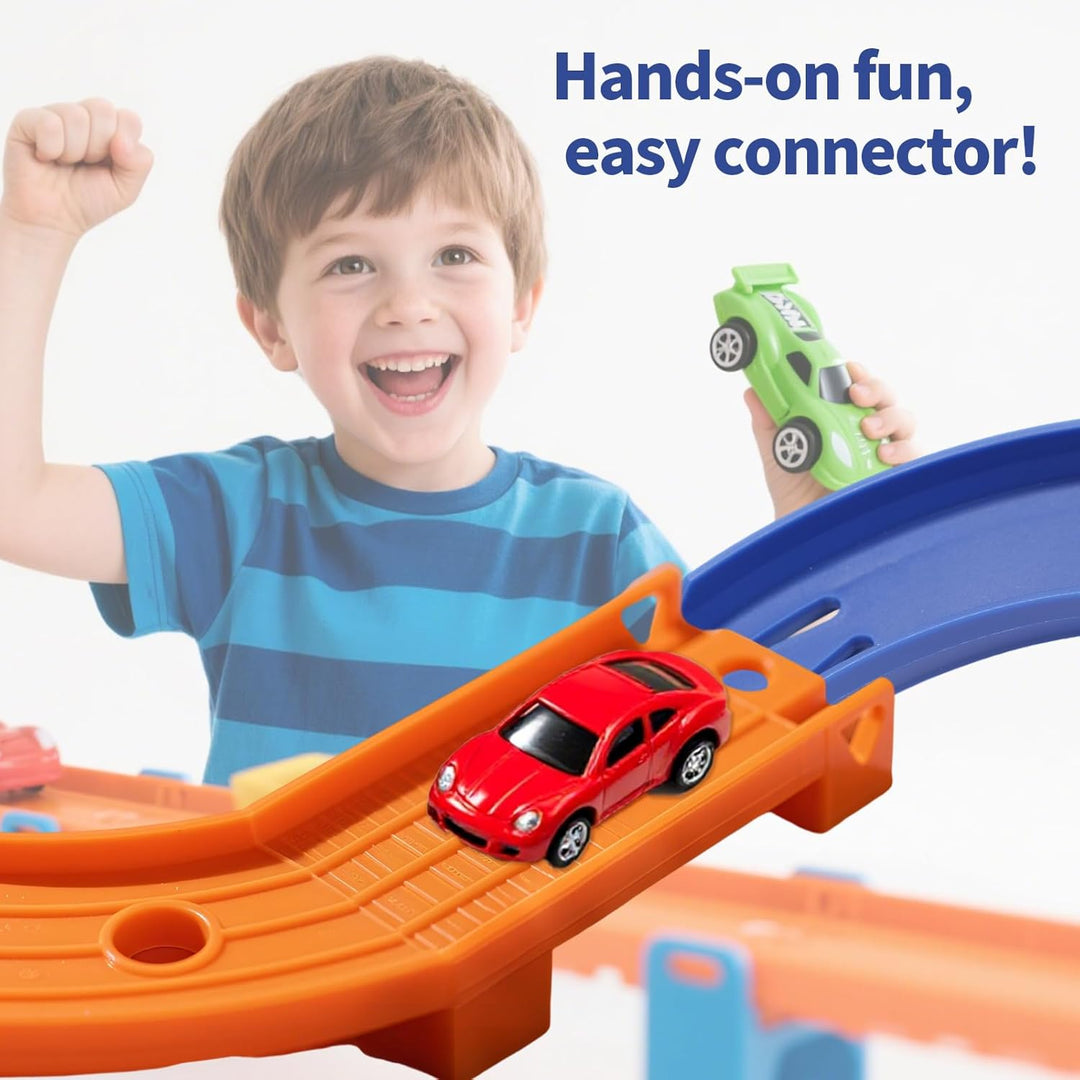 4stk Biegen Bahn Zubehör für Hot Wheels, 90 Grad Gebogene Bahn Track Builder ABS Rennstrecken Kompon