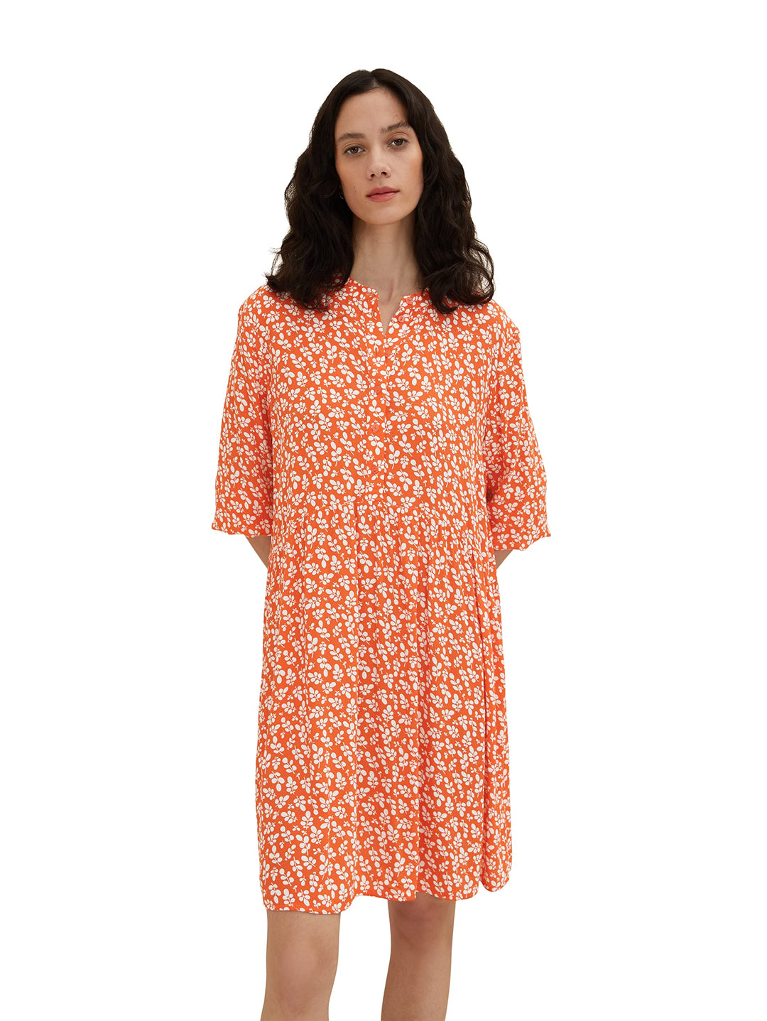 TOM TAILOR Damen dress with pattern and button placket 42 31119 - Red Floral Design, 42 31119 - Red