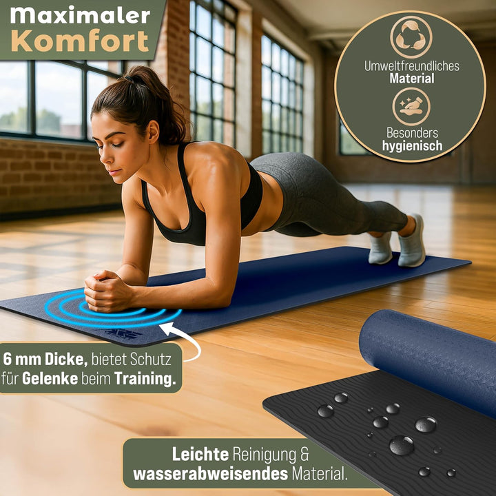 Yogamatte Phthalatfrei | Gymnastikmatte rutschfest | Fitnessmatte schadstofffrei | Trainingsmatte mi