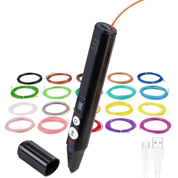FreeSculpt 3D Drucker Stift: Kompakter 3D-Stift, USB-C-Stromversorgung, 20 Bunte PLA-Filamente (3D S
