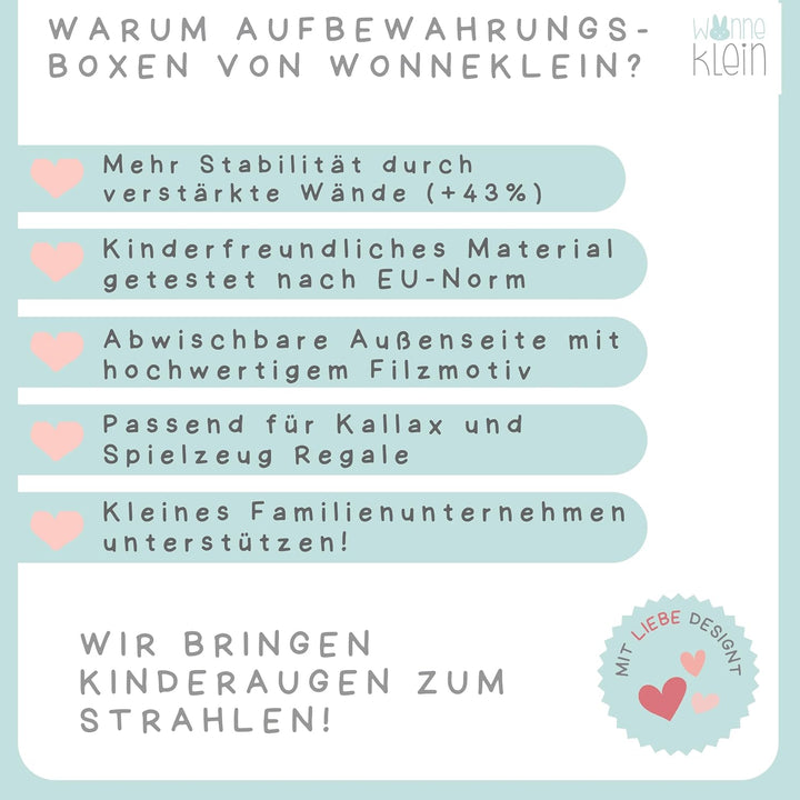 wonneklein Aufbewahrungsbox Kinder für Kallax Regal I Einsatz Kinderregal I Faltbox 33x33x33 Kinderz