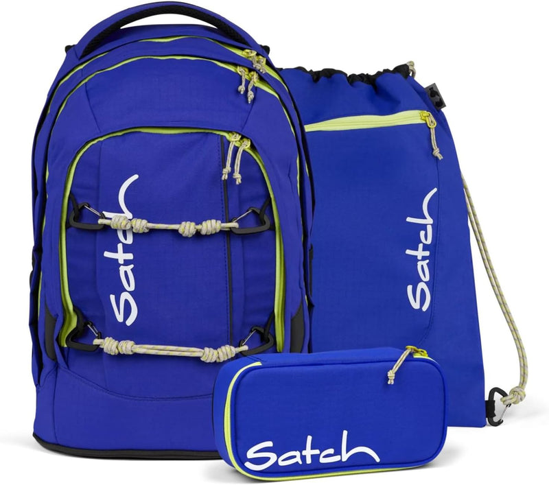 satch pack Schulrucksack Set 3 teilig ab 5. Klasse ergonomisch 30L Stauraum mit Schlamperbox Sportbe