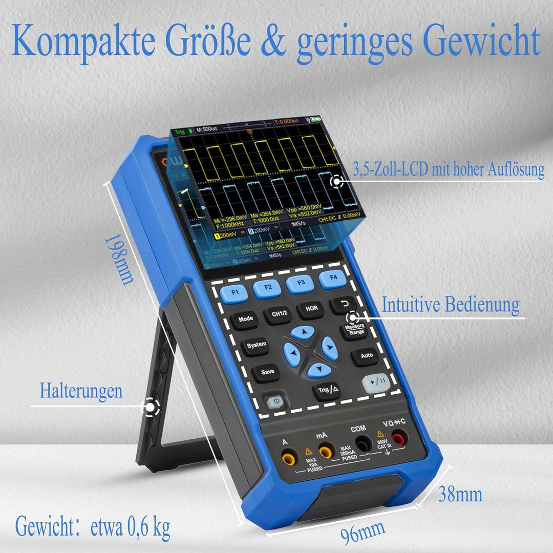 HDS2102S OWON Oszilloskop 3 in 1 Doppelkanäle + 1 CH Signalquelle Handheld Digitales Oszilloskop mit