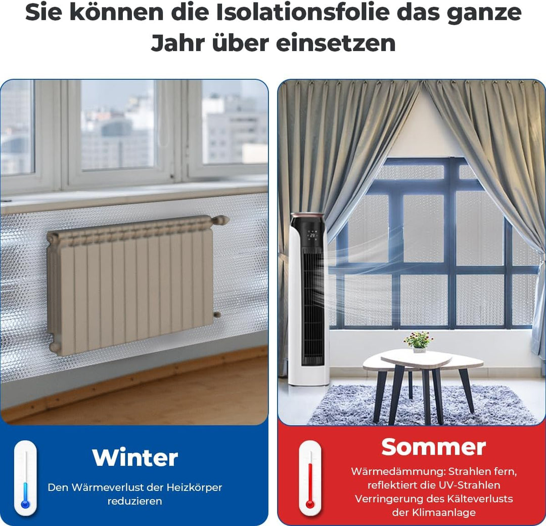 Storystore Aluminisierte Isolierfolie 120cm x 3m, 3mm Dicke Isolierung Dämmfolie Doppelseitige Alu-L