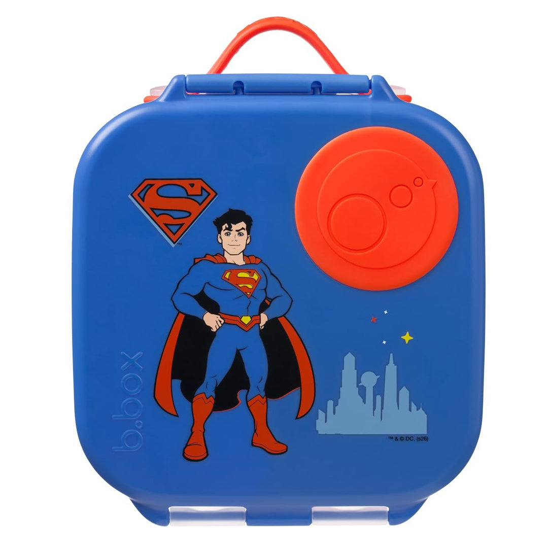 b.box Superman Mini Brotdose | Bento-Box mit 3 Fächern (2 auslaufsicher) | Ideal für Kleinkinder, Ki