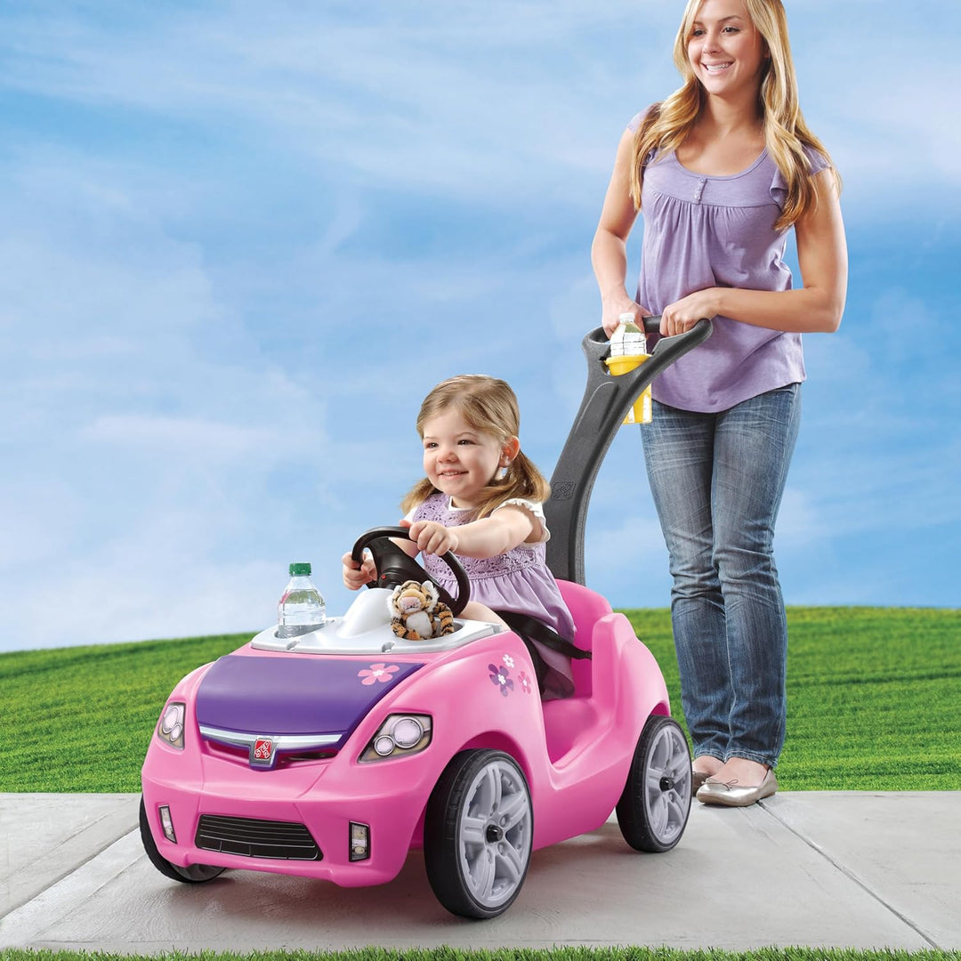 Step2 Whisper Ride Kinderauto/Rutscher in Rosa | Spielzeug Auto mit Schiebestange | Kinderfahrzeug/R
