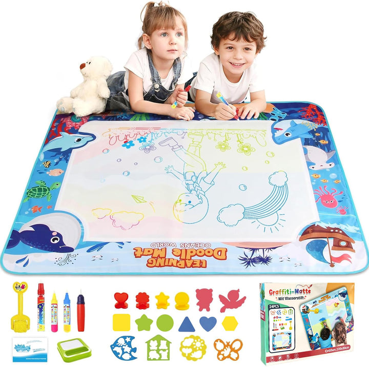 Spielzeug Kinderspielzeug ab 1, 2, 3 Jahren - Malmatte mit Wasserstift, Aqua Magic Doodle Painting M