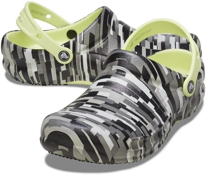 Crocs Unisex Bistro Graphic Clogs 36/37 EU Black Lime, 36/37 EU Black Lime