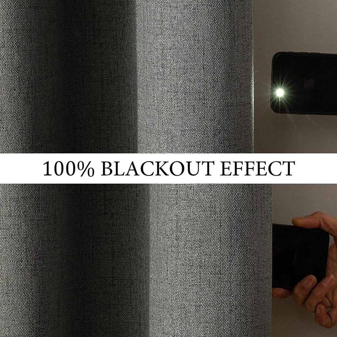 MIULEE Blickdichte Vorhänge Wärmeisolierende Vorhänge mit Ösen 100% Blickdicht Leinenoptik Gardienen