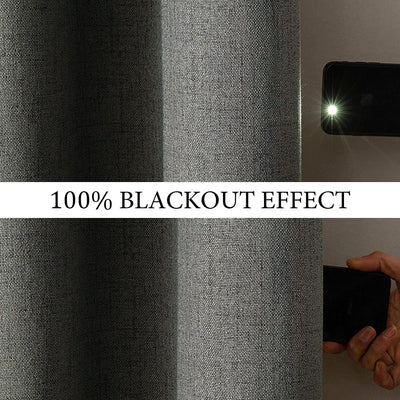 MIULEE Blickdichte Vorhänge Wärmeisolierende Vorhänge mit Ösen 100% Blickdicht Leinenoptik Gardienen