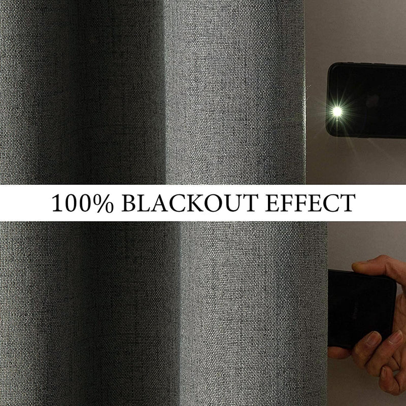 MIULEE Blickdichte Vorhänge Wärmeisolierende Vorhänge mit Ösen 100% Blickdicht Leinenoptik Gardienen
