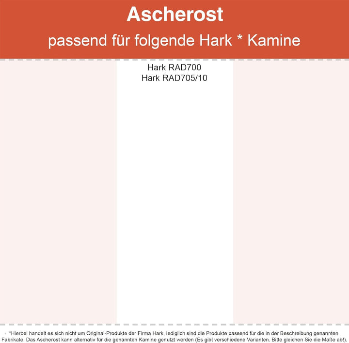 Kaminrost/Ascherost Eckig 435 x 225 x 10 mm passend für Hark ** Kaminöfen inkl. Modellübersicht - As