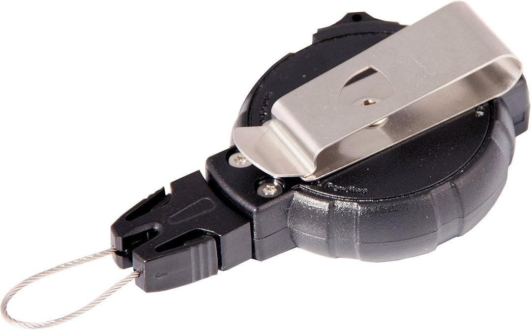 T-REIGN Grosser einziehbarer Gear Tether, 48 Zoll Kevlarschnur, Rückzugssperre, schwarzes Polycarbon