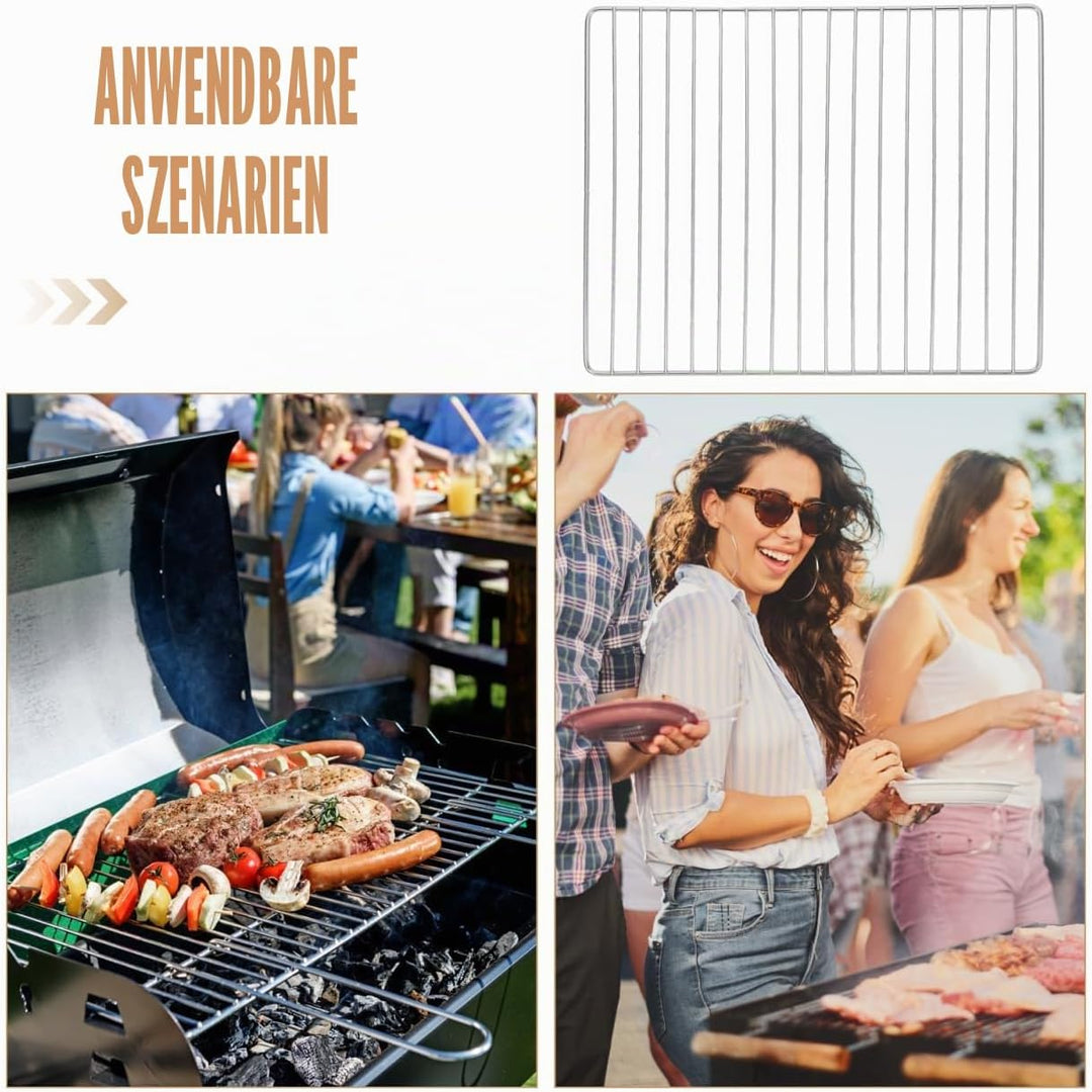 Gittermatte 30 X 25 cm Grillrost Aus Edelstahl Robuste Konstruktion Für Gleichmässiges Garen Einfach