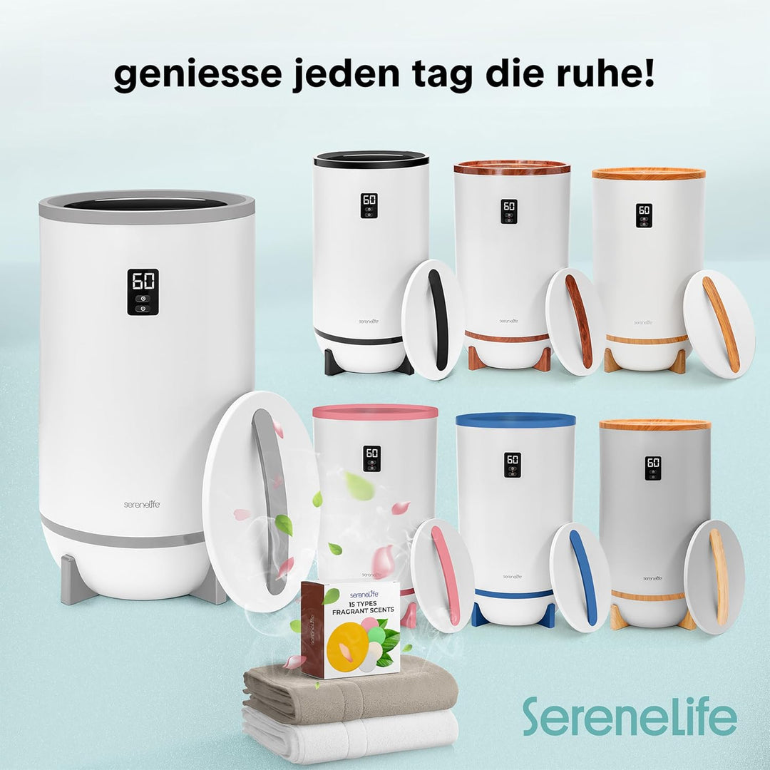 SereneLife Handtuchhalter Braun Grau – Elektrischer Handtuchwärmer für 2 Handtücher Energiesparend u
