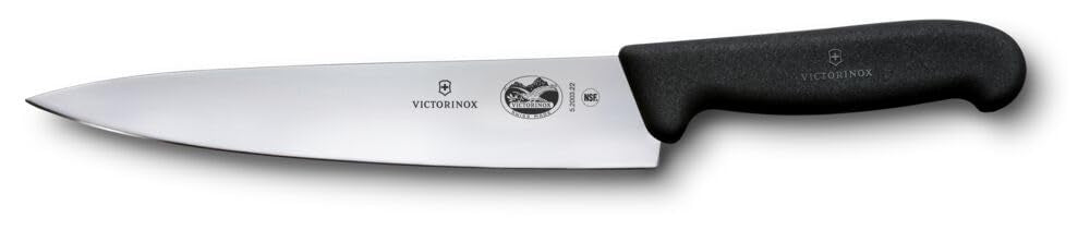 Victorinox Fibrox Kochmesser, Breites Universalmesser für Fleisch, Fisch, Gemüse und Kräuter, 22 cm,
