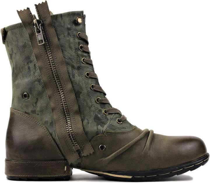 Herren Stiefel aus Leder Rindsleder mit Gummisohle Biker Motorrad Boots Männer Stiefeletten CD-5008-
