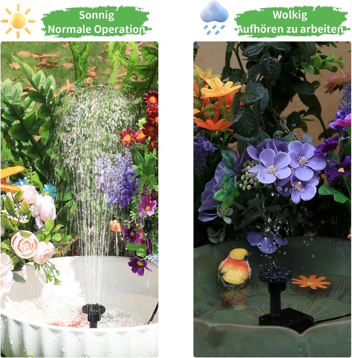 AISITIN Solar Springbrunnen für Aussen, Upgrade DIY Solarbrunnen Solarwasserbrunnen, Solar Teichpump