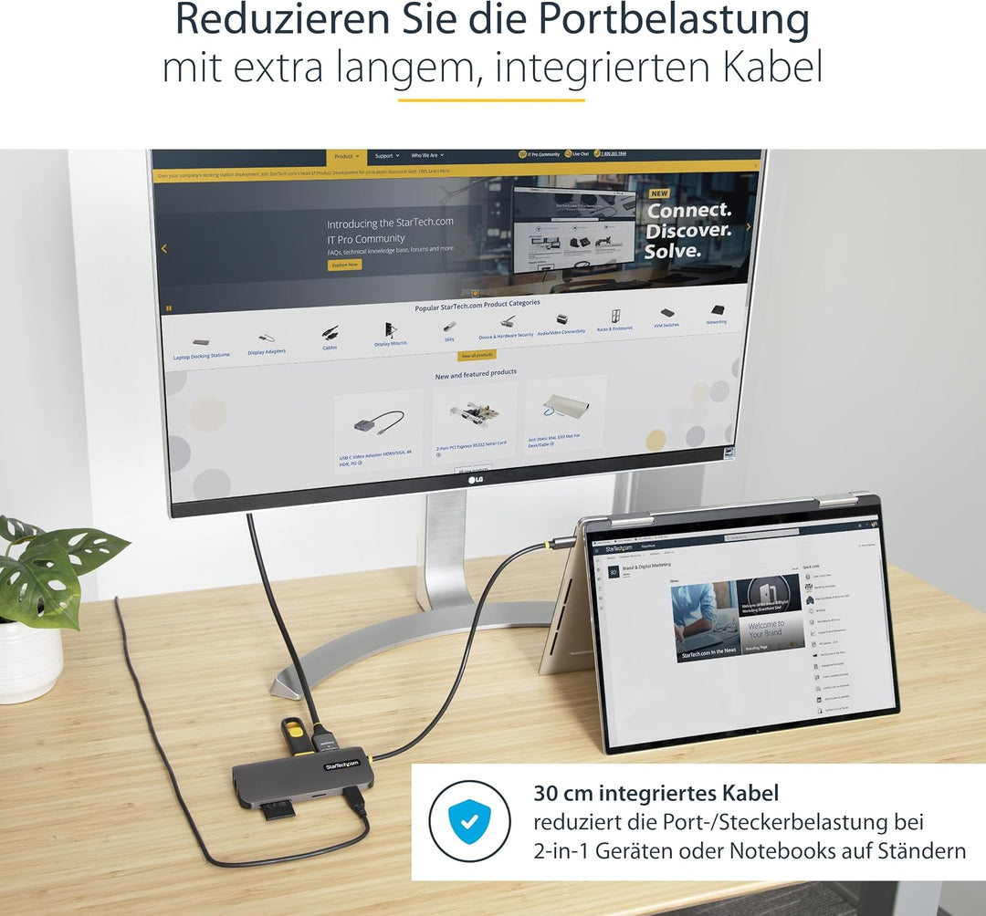 StarTech.com USB C Multiport Adapter, 4K 60Hz HDMI Anschluss, 5Gbit/s USB-A Hub, USB C auf HDMI, 100