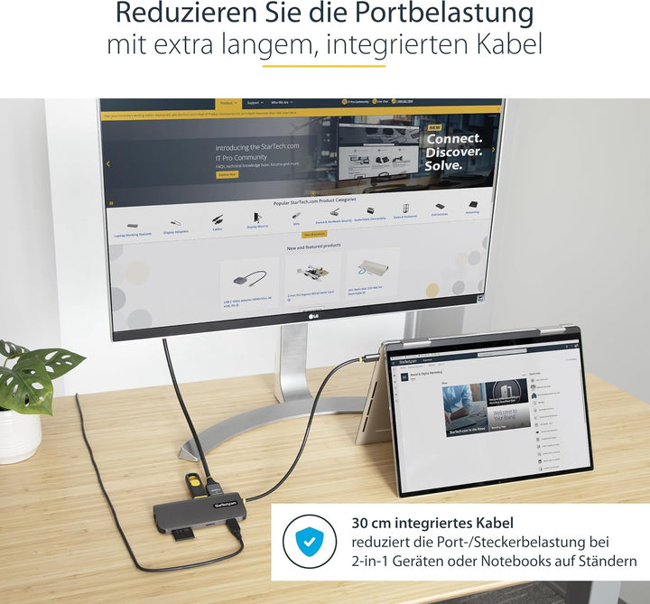 StarTech.com USB C Multiport Adapter, 4K 60Hz HDMI Anschluss, 5Gbit/s USB-A Hub, USB C auf HDMI, 100