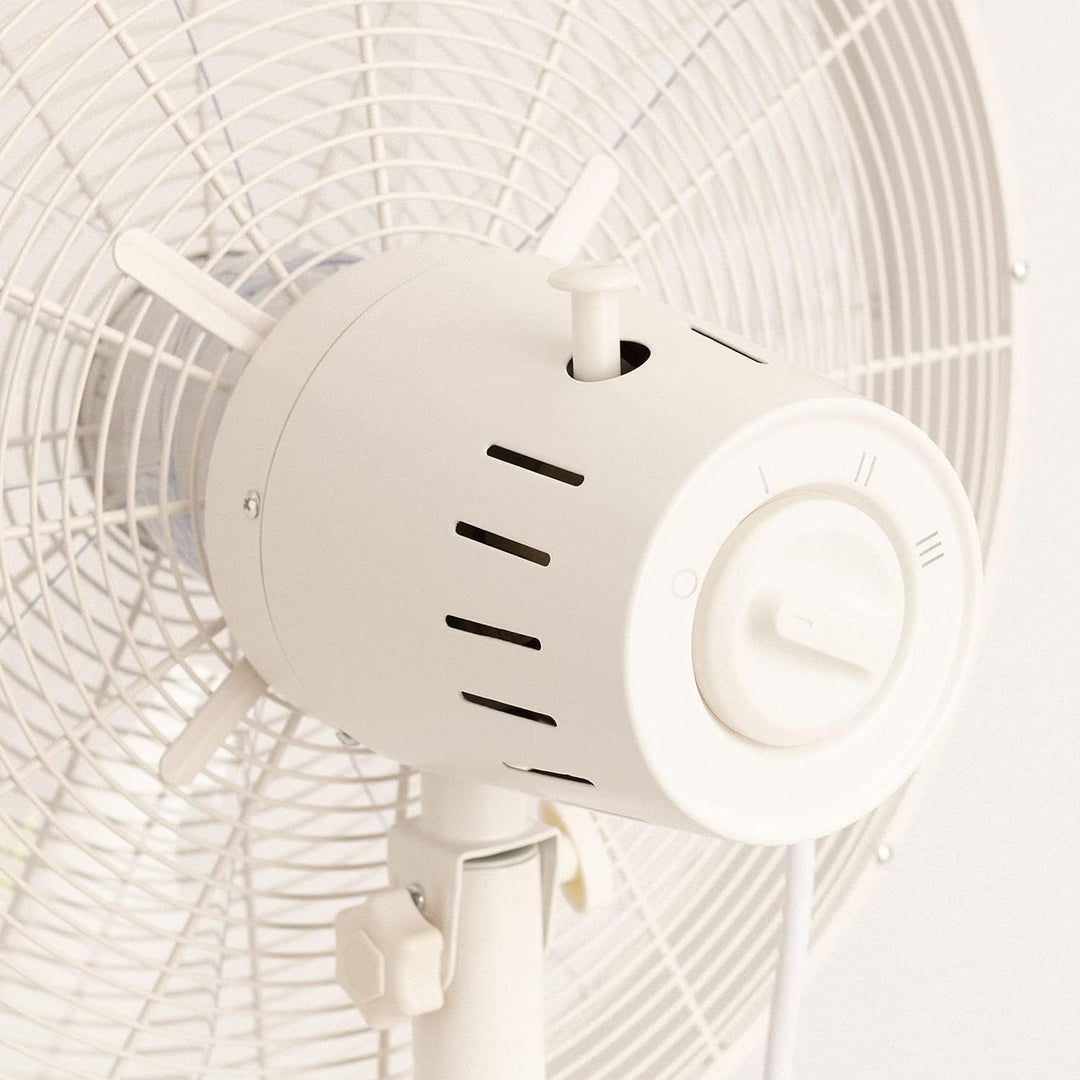 CREATE / AIR STAND WOOD/Standventilator Weiss und Naturholz mit Oszillation 75º / 50W, Ø36cm, 3 Gesc
