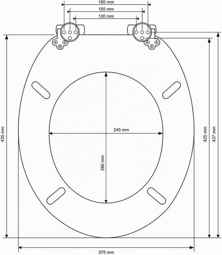 MDF-Toilettensitz mit Soft-Close-Mechanismus, O-förmiger Toilettensitz mit verstellbaren Scharnieren