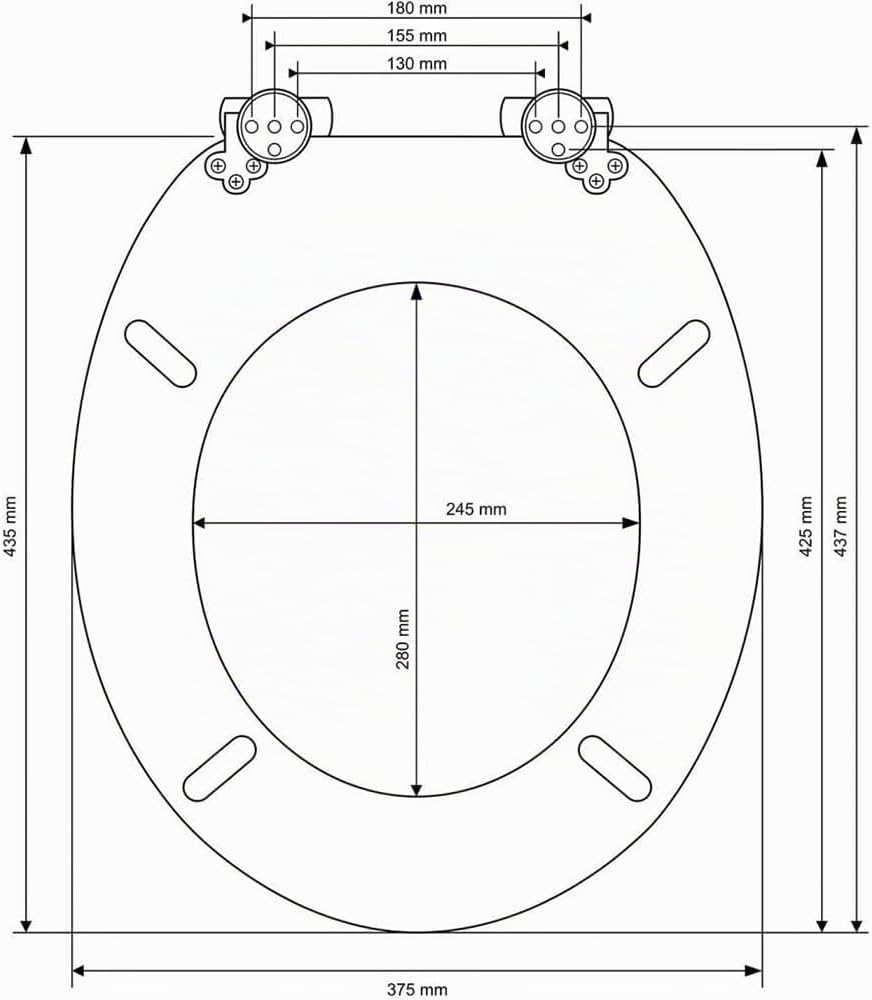 MDF-Toilettensitz mit Soft-Close-Mechanismus, O-förmiger Toilettensitz mit verstellbaren Scharnieren