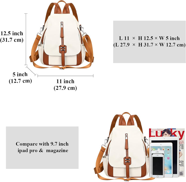ALTOSY Weiches Echtes Leder Rucksack Tasche Damen Convertible Rucksäcke Umhängetasche (S85 Beige/Bra