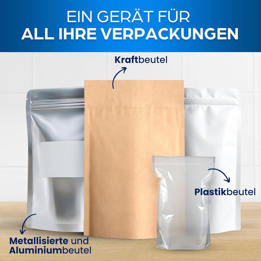 Versiegelungsmaschine 200mm - Profi Thermoversiegelung für Plastiktüten, Aluminium, Kraftpapier - He