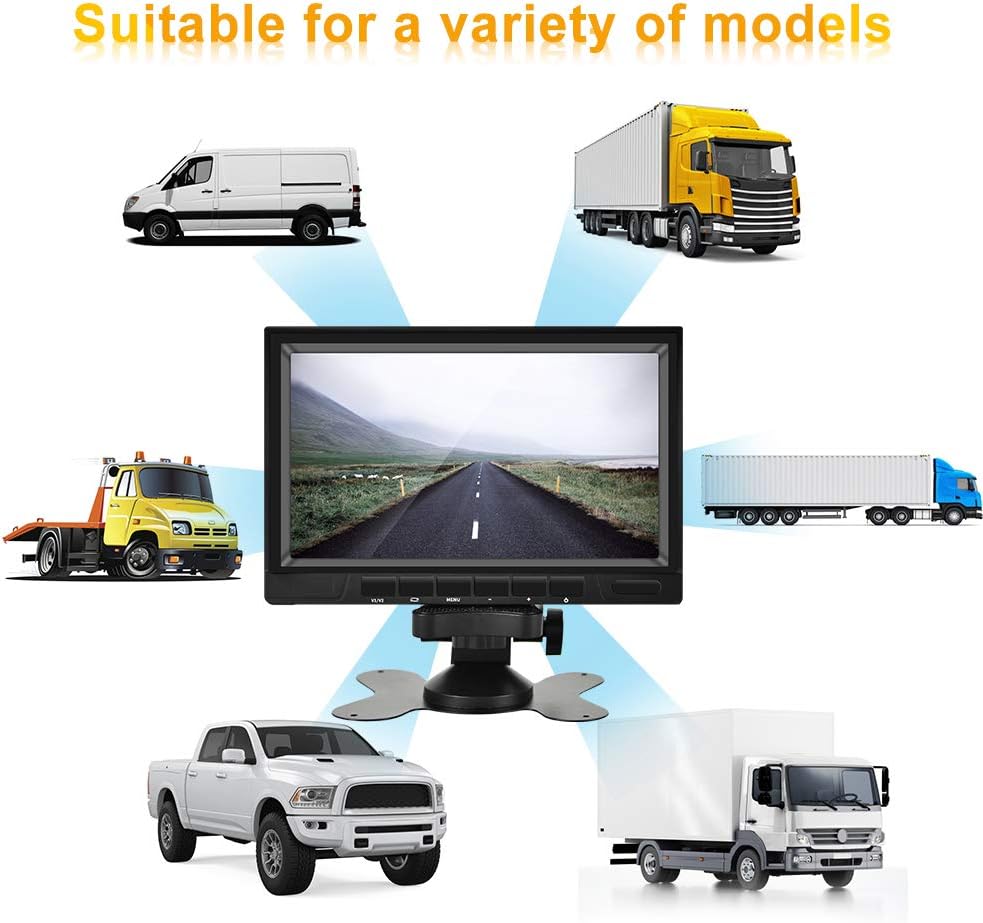 CAMECHO Rückfahrvideosystem mit Dual Rückfahrkamera,7 Zoll Monitor 2 Split-Bildschirm,Wasserdicht Na