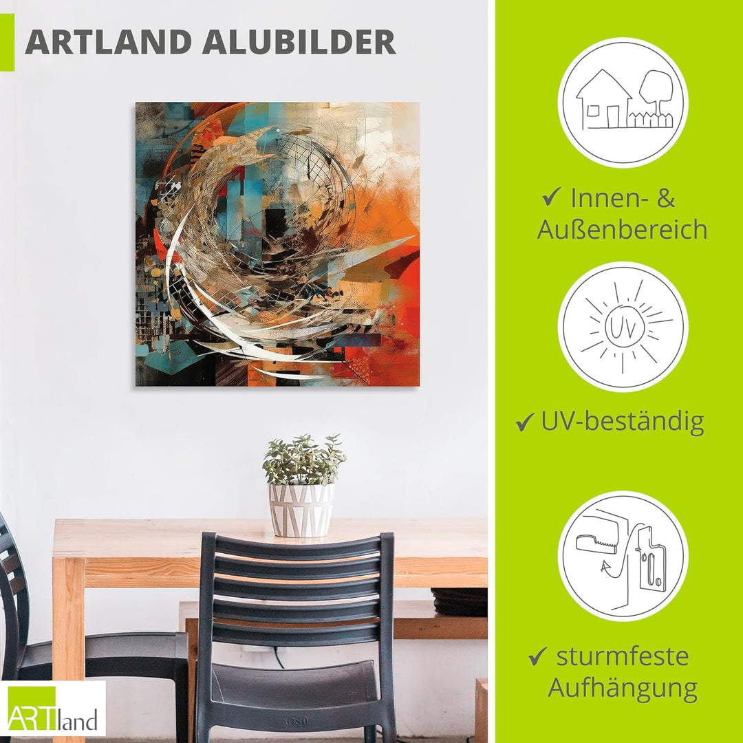 ARTland Wandbild Alu Verbundplatte für Innen & Outdoor Bild 40x40 cm Abstrakte Deko Modern Fraktale