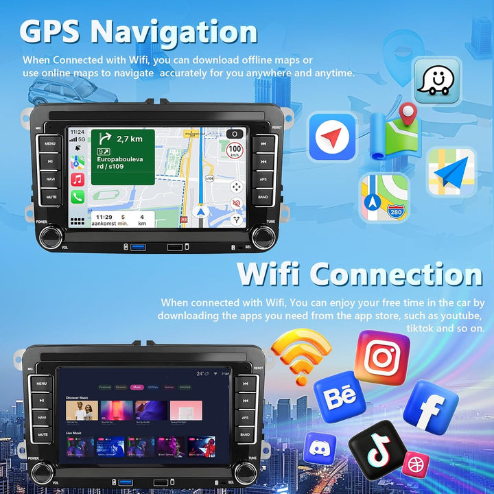 2GB+64GB Android Autoradio mit GPS Navi für VW Passat B6 T5 Golf 6 5 Polo 6R Tiguan T5 Jetta Seat Sk