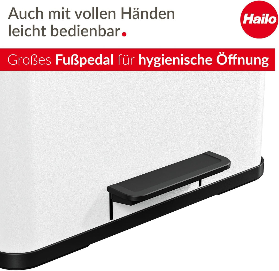 Hailo Öko duo Plus L Tret-Mülltrenner - freistehender 17+9 Liter Doppelmülleimer aus Stahlblech - Mü