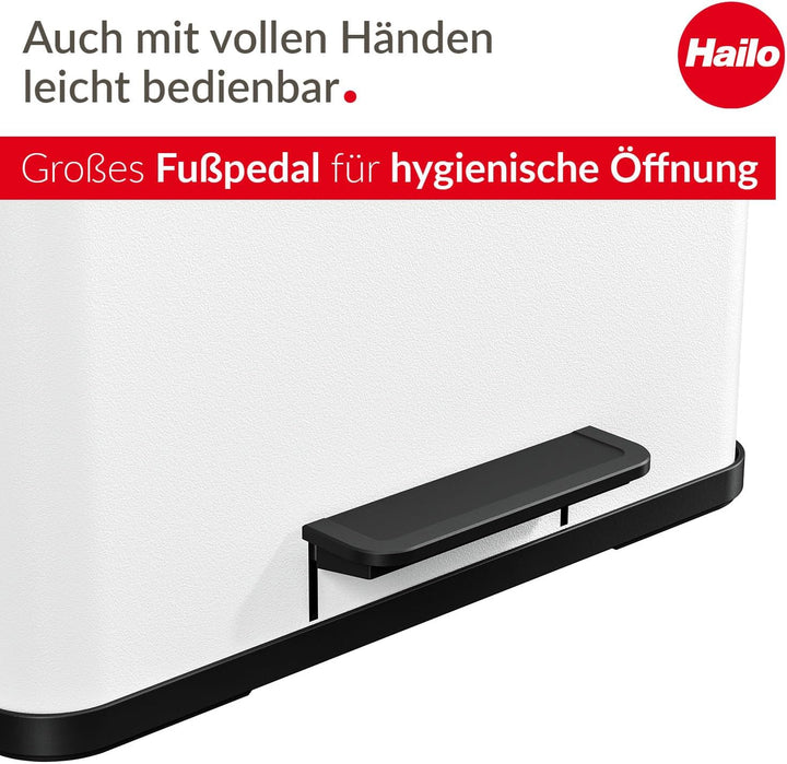 Hailo Öko duo Plus L Tret-Mülltrenner - freistehender 17+9 Liter Doppelmülleimer aus Stahlblech - Mü